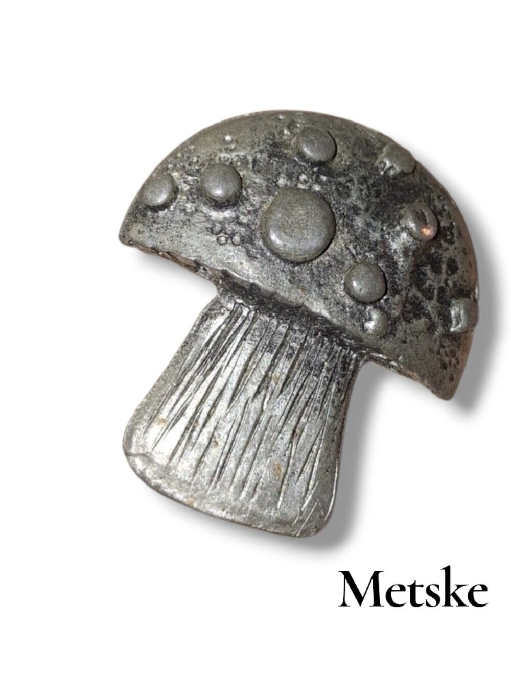 Metzke Silver Mushroom Brooch Pin Vtg Collectible Metallic Statement Accessory